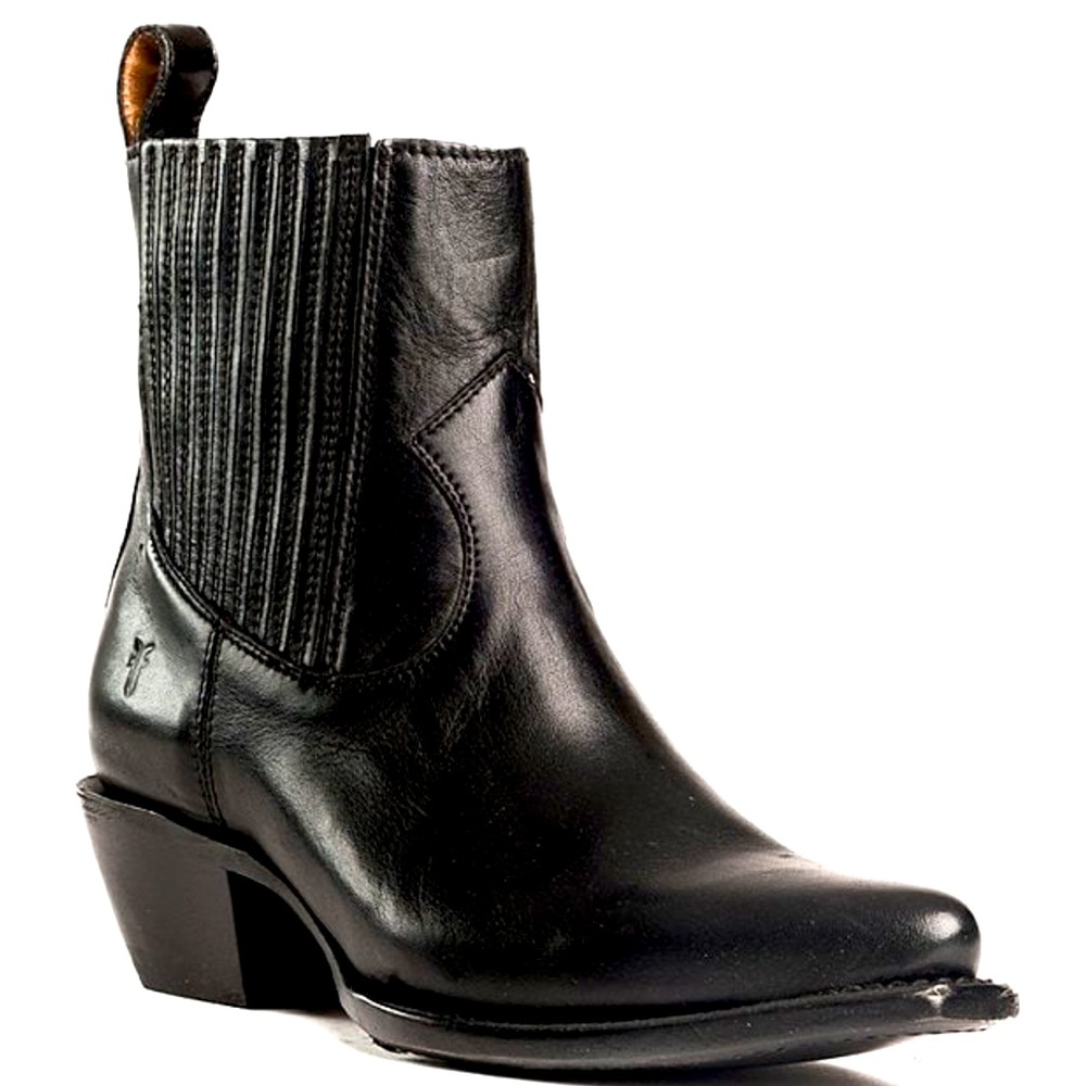 Frye Sacha Chelsea Leather Western Booties. Black. Size 7